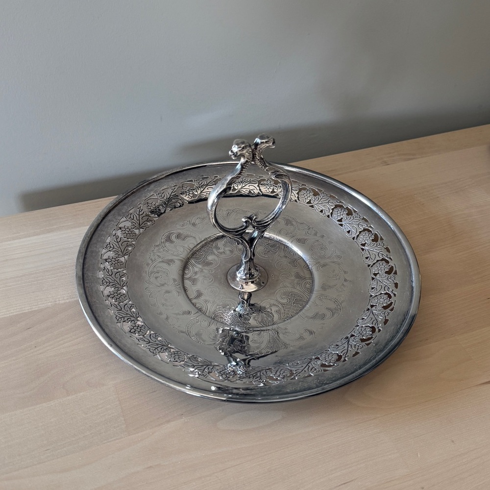 Vintage WM Rogers Ornate Silver-Plated Copper Tray